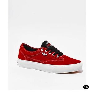 Men’s Vans Red Curren Caples Canvas Low Profile Sneakers with Black Accents